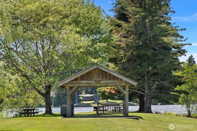 201 E Park Loop, Shelton, WA 98584 - surrounding community with a gazebo, a lawn, and a water view