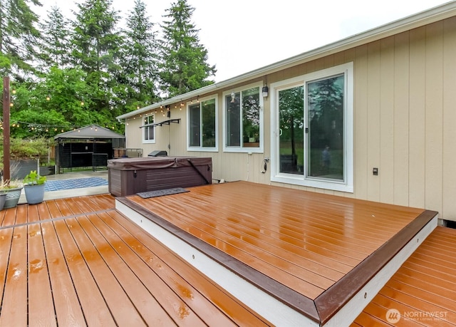 14918 Champion Estates Dr SE, Yelm, WA 98597 - wooden terrace featuring a hot tub