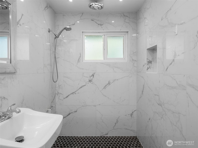 11822 10th Ave S, Seattle, WA 98168 - full bathroom featuring a sink and a marble finish shower