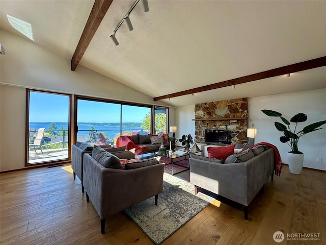 714 SW 296th St, Federal Way, WA 98023 - living room featuring hardwood / wood-style floors and a fireplace