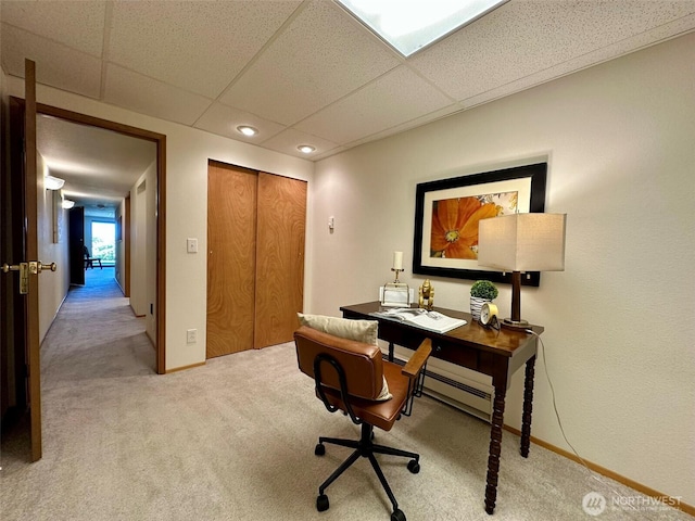 714 SW 296th St, Federal Way, WA 98023 - office with light carpet, a paneled ceiling, baseboards, and recessed lighting