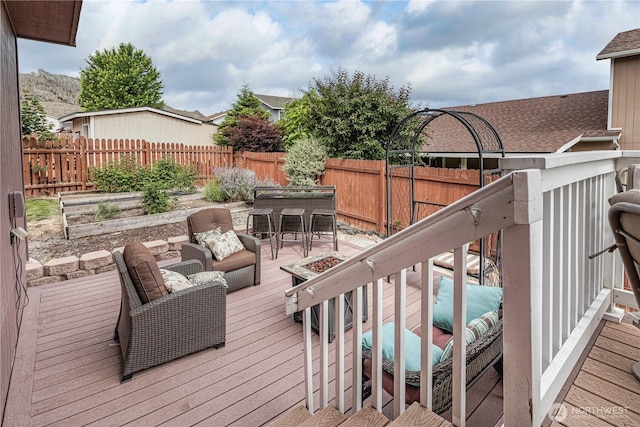 1649 Denise Cir, Wenatchee, WA 98801 - deck featuring a fenced backyard and outdoor lounge area
