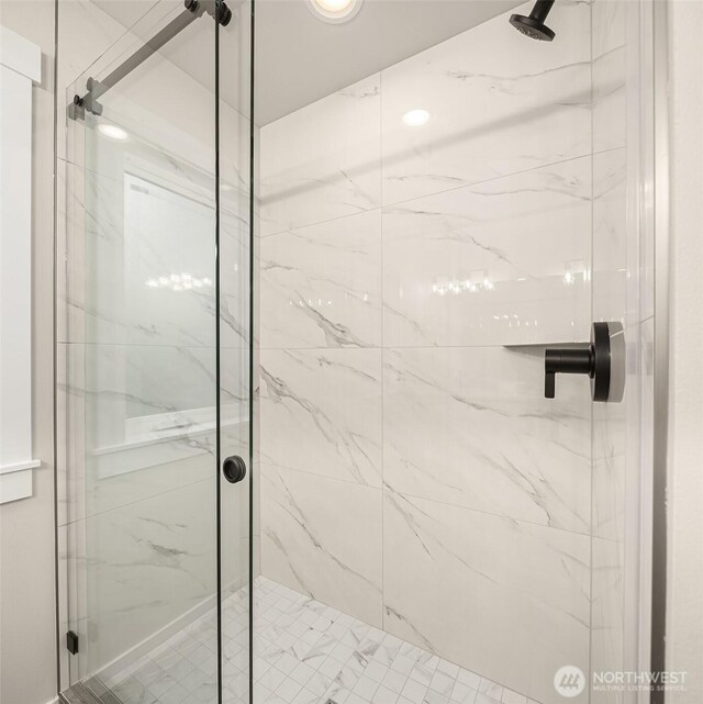 19722 Filbert Dr Unit B-3, Bothell, WA 98012 - full bathroom featuring a marble finish shower and recessed lighting