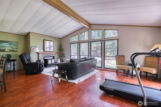 1851 Washington Dr, Point Roberts, WA 98281 - living room with wood finished floors and a stone fireplace