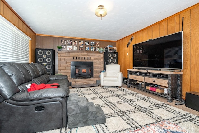 300 Brim Rd, Onalaska, WA 98570 - living room featuring wooden walls and carpet