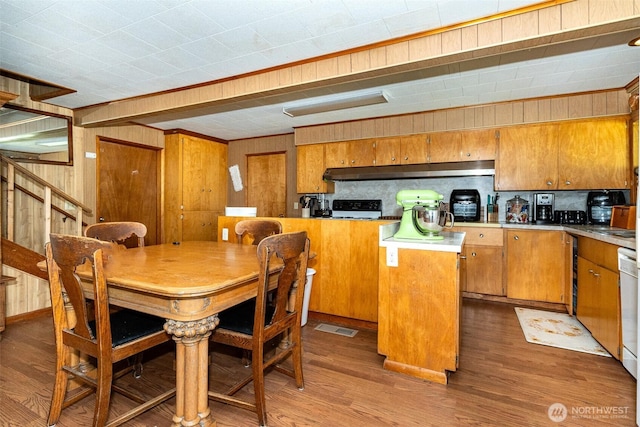 300 Brim Rd, Onalaska, WA 98570 - dining space with wood finished floors, stairs, and wood walls