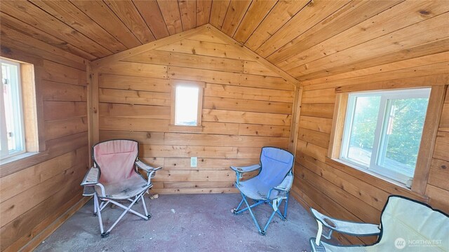 7459 Blaine Rd, Blaine, WA 98230 - sitting room featuring lofted ceiling, wood ceiling, and wood walls