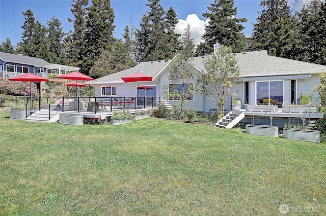 478 Eagle Crest Rd, Camano Island, WA 98282 - view of green lawn featuring a wooden deck