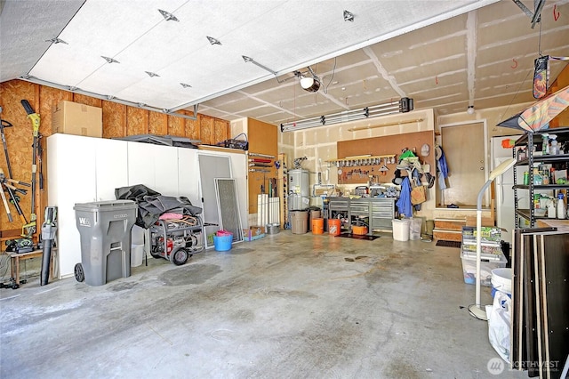 478 Eagle Crest Rd, Camano Island, WA 98282 - garage with a garage door opener, a workshop area, and water heater