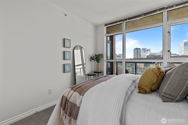 1420 Terry Ave Unit 1203, Seattle, WA 98101 - carpeted bedroom featuring a skyline view and baseboards