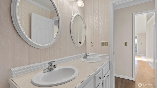 1042 Shorecrest Pl, Camano Island, WA 98282 - bathroom featuring double vanity and wood finished floors