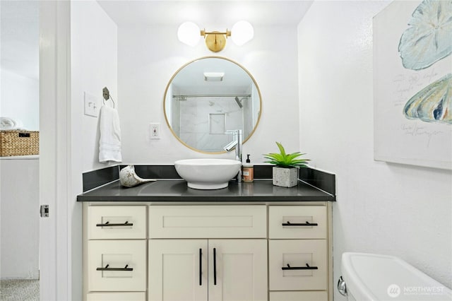 10056 Interlake Ave N, Seattle, WA 98133 - bathroom featuring vanity, a shower, and toilet