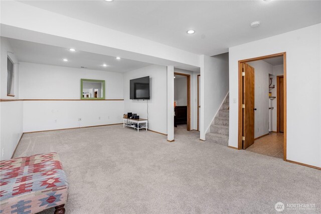 2715 Garfield Ave SE, Port Orchard, WA 98366 - finished basement featuring carpet, recessed lighting, stairway, and baseboards