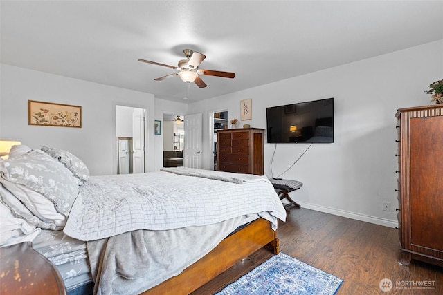 12524 SE 295th St, Auburn, WA 98092 - bedroom with dark wood finished floors, baseboards, and ceiling fan