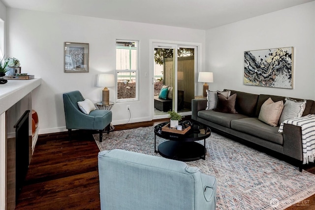 6128 202nd St SW Unit 101, Lynnwood, WA 98036 - living area with wood finished floors and a fireplace