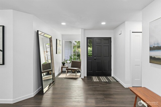 16100 SE 113th Pl, Renton, WA 98059 - entrance foyer with recessed lighting, baseboards, and dark wood-style flooring