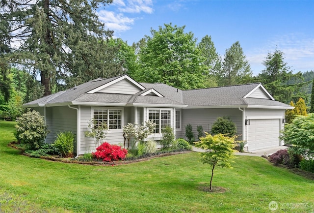 16100 SE 113th Pl, Renton, WA 98059 - ranch-style house featuring a garage, roof with shingles, and a front yard
