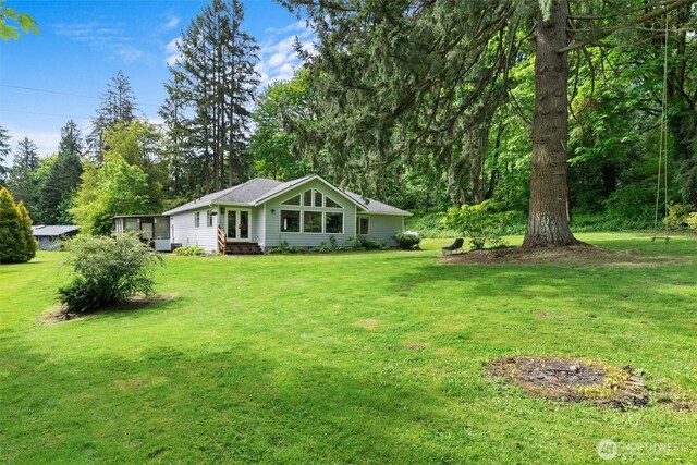 16100 SE 113th Pl, Renton, WA 98059 - view of front of property featuring entry steps, a front yard, and french doors