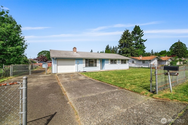 13014 3rd Avenue Ct E, Tacoma, WA 98445 - ranch-style home featuring a gate, an attached garage, concrete driveway, and a chimney
