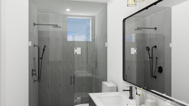 3112 Queen Anne Ave N, Seattle, WA 98119 - bathroom featuring toilet, a stall shower, and vanity