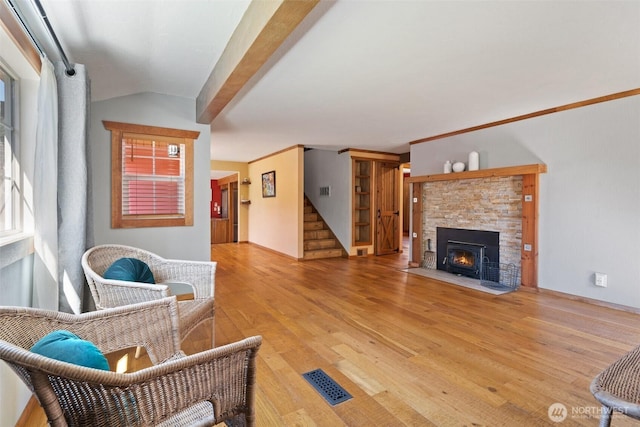 2526 19th St, Bremerton, WA 98312 - living room featuring stairway and light wood finished floors