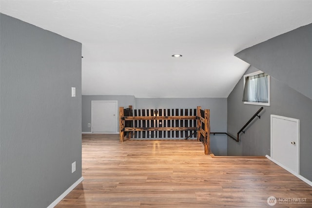 2526 19th St, Bremerton, WA 98312 - additional living space with wood finished floors, baseboards, recessed lighting, and lofted ceiling