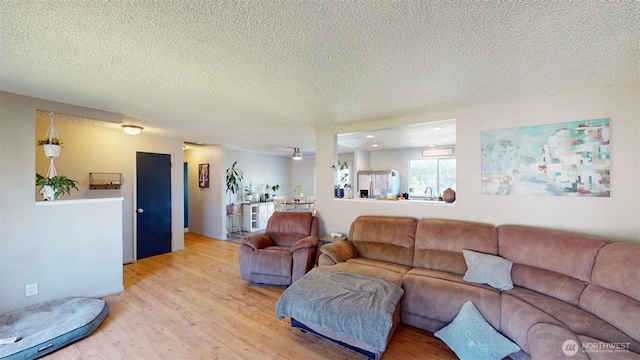 504 Ash St N, Omak, WA 98841 - living room with light wood-type flooring and a textured ceiling