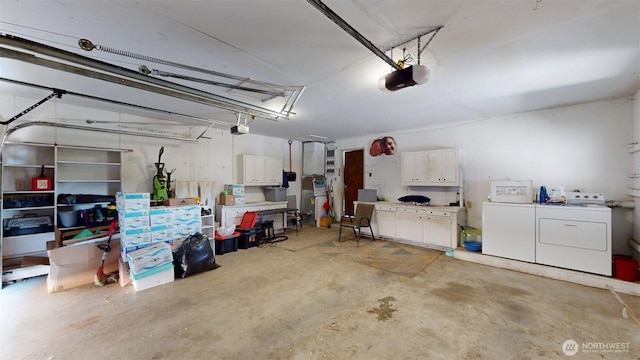 504 Ash St N, Omak, WA 98841 - garage featuring separate washer and dryer and a garage door opener