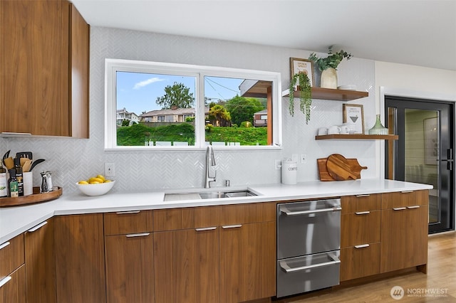5942 Beverly Ave NE, Tacoma, WA 98422 - kitchen featuring modern cabinets, a sink, and light countertops
