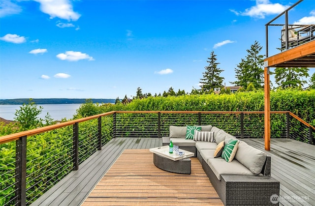 5942 Beverly Ave NE, Tacoma, WA 98422 - wooden deck with outdoor lounge area and a water view