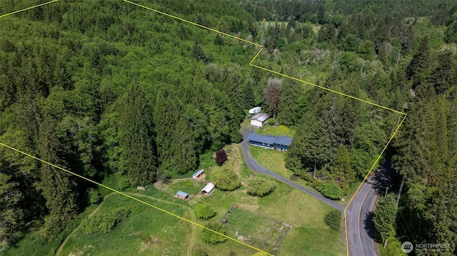 371 Pigeon Springs Rd, Onalaska, WA 98570 - aerial overview of property's location with a forest and property parcel outlined