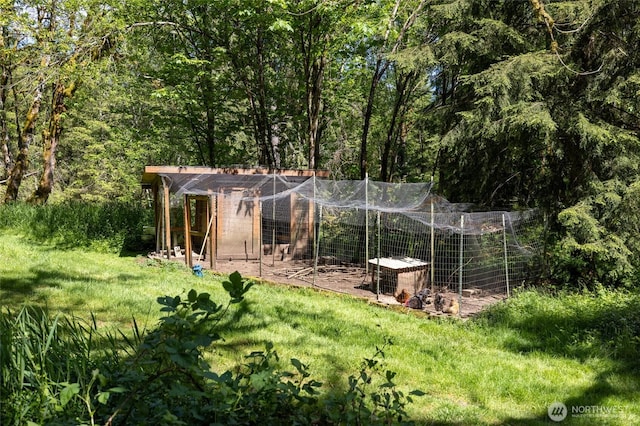 371 Pigeon Springs Rd, Onalaska, WA 98570 - view of poultry coop with a wooded view