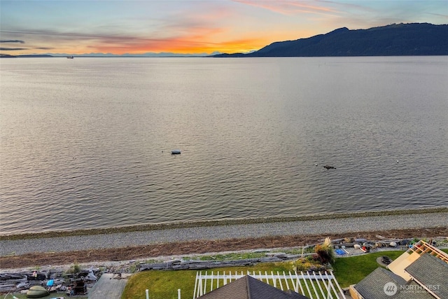 10903 Samish Beach Ln, Bow, WA 98232 - aerial view at dusk of a mountain view