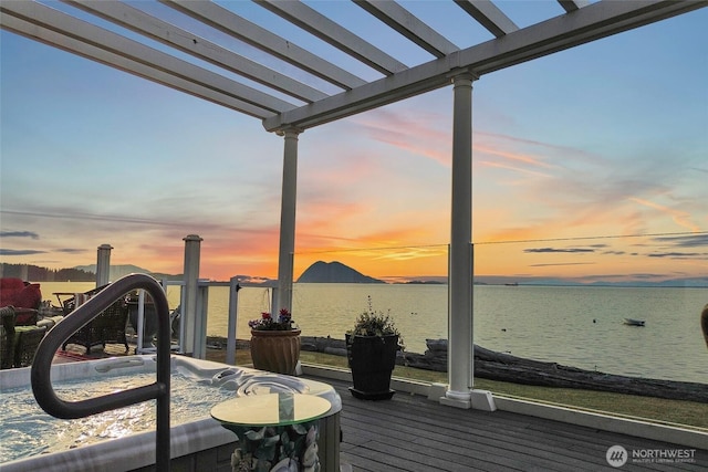 10903 Samish Beach Ln, Bow, WA 98232 - dock area featuring a water view and a pergola