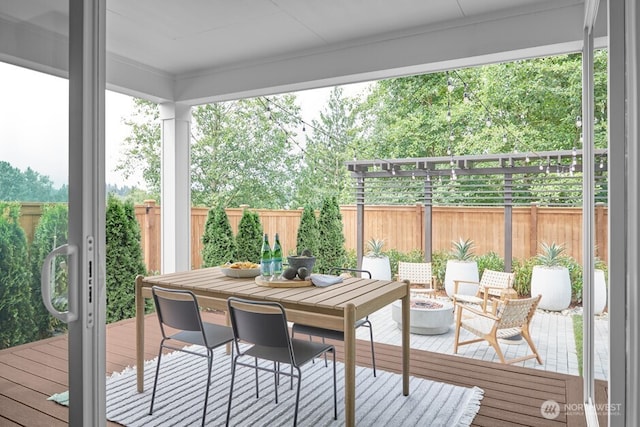 25415 122nd Pl SE, Kent, WA 98030 - deck with an outdoor fire pit and a fenced backyard