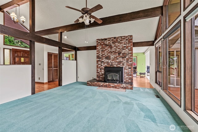 1086 W State Route 4, Skamokawa, WA 98647 - unfurnished living room with carpet flooring and ceiling fan