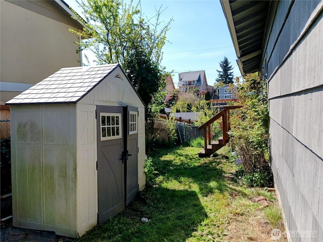 6002 S Mason Ave, Tacoma, WA 98409 - view of shed featuring stairs