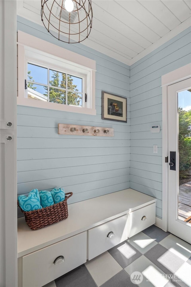 33 N Glen Ln, Pacific Beach, WA 98571 - mudroom with wooden walls and tile patterned floors