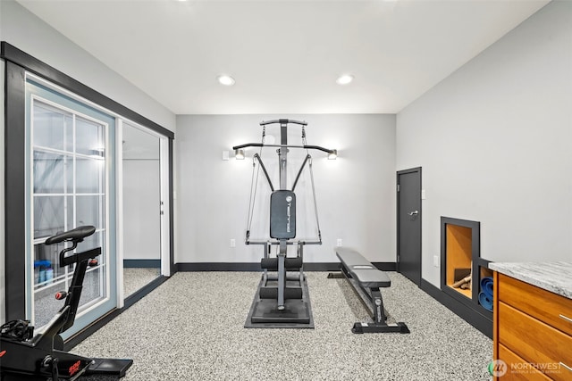 8210 Walnut Rd NE, Olympia, WA 98516 - exercise area featuring recessed lighting and baseboards