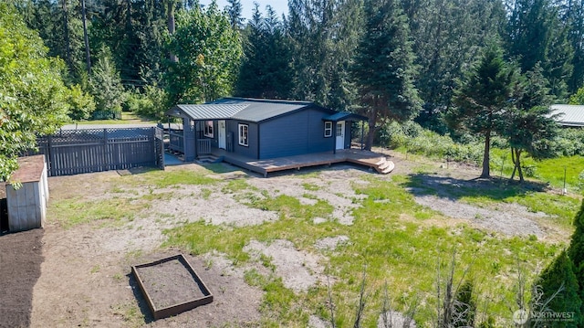 20215 Crystal Springs Dr, Granite Falls, WA 98252 - view of yard with an outbuilding and a deck