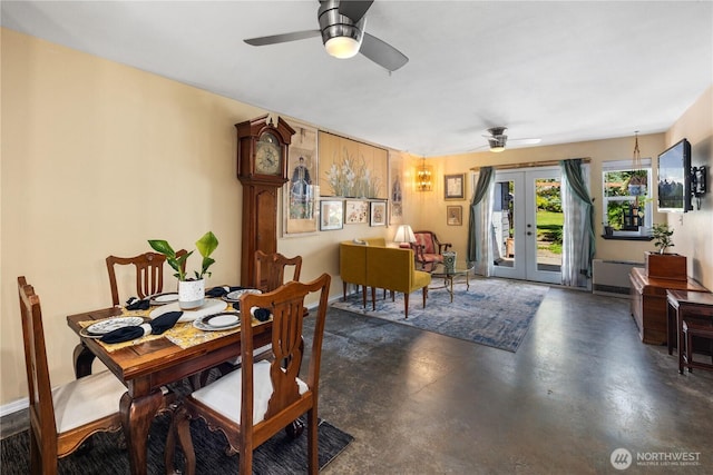 3376 New Hope Cir, Bremerton, WA 98312 - dining room with ceiling fan, concrete floors, and french doors