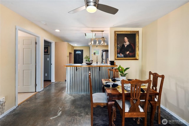 3376 New Hope Cir, Bremerton, WA 98312 - dining room featuring finished concrete floors, ceiling fan, baseboards, and recessed lighting