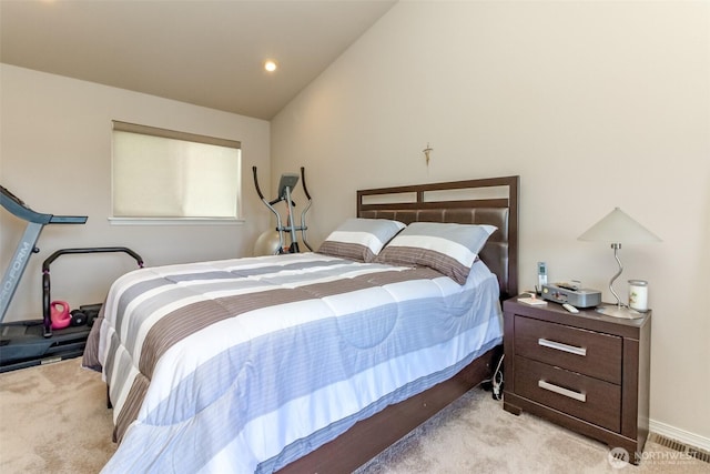 2311 Milton Way Unit F, Milton, WA 98354 - bedroom with carpet, lofted ceiling, and recessed lighting
