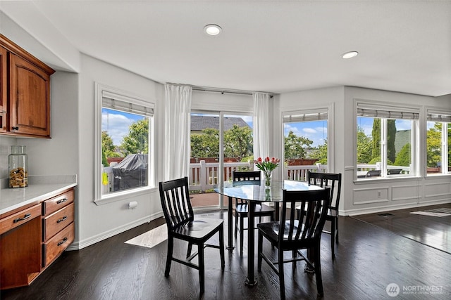 30101 129th Pl SE, Auburn, WA 98092 - dining space with baseboards, dark wood-type flooring, and recessed lighting