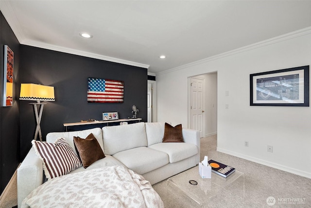 30101 129th Pl SE, Auburn, WA 98092 - living area with carpet, baseboards, crown molding, and recessed lighting