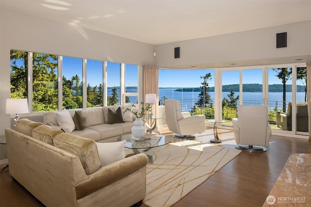 20434 10th Pl SW, Normandy Park, WA 98166 - living area with wood finished floors and a water view