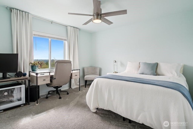 1134 Baker Heights Loop, Bremerton, WA 98312 - carpeted bedroom with a desk, a ceiling fan, and baseboards