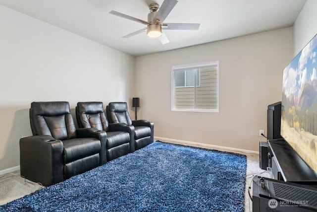 1134 Baker Heights Loop, Bremerton, WA 98312 - carpeted cinema featuring a ceiling fan and baseboards