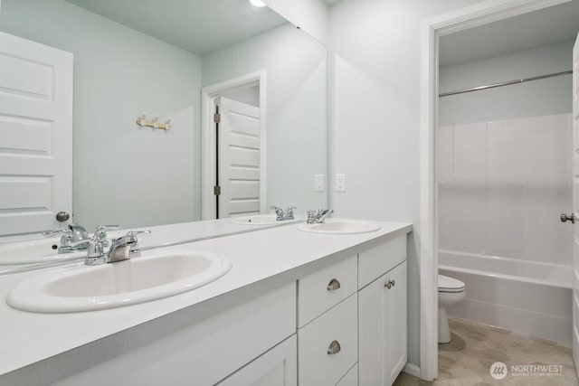 1134 Baker Heights Loop, Bremerton, WA 98312 - full bathroom with toilet, double vanity, and washtub / shower combination