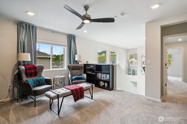 1134 Baker Heights Loop, Bremerton, WA 98312 - living area featuring carpet flooring, plenty of natural light, and recessed lighting